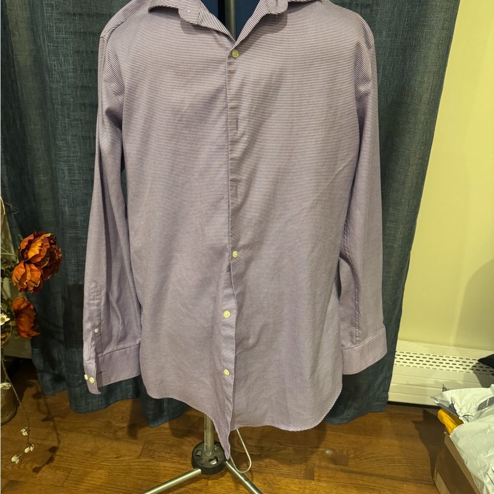 Purple Striped Button-Up Shirt